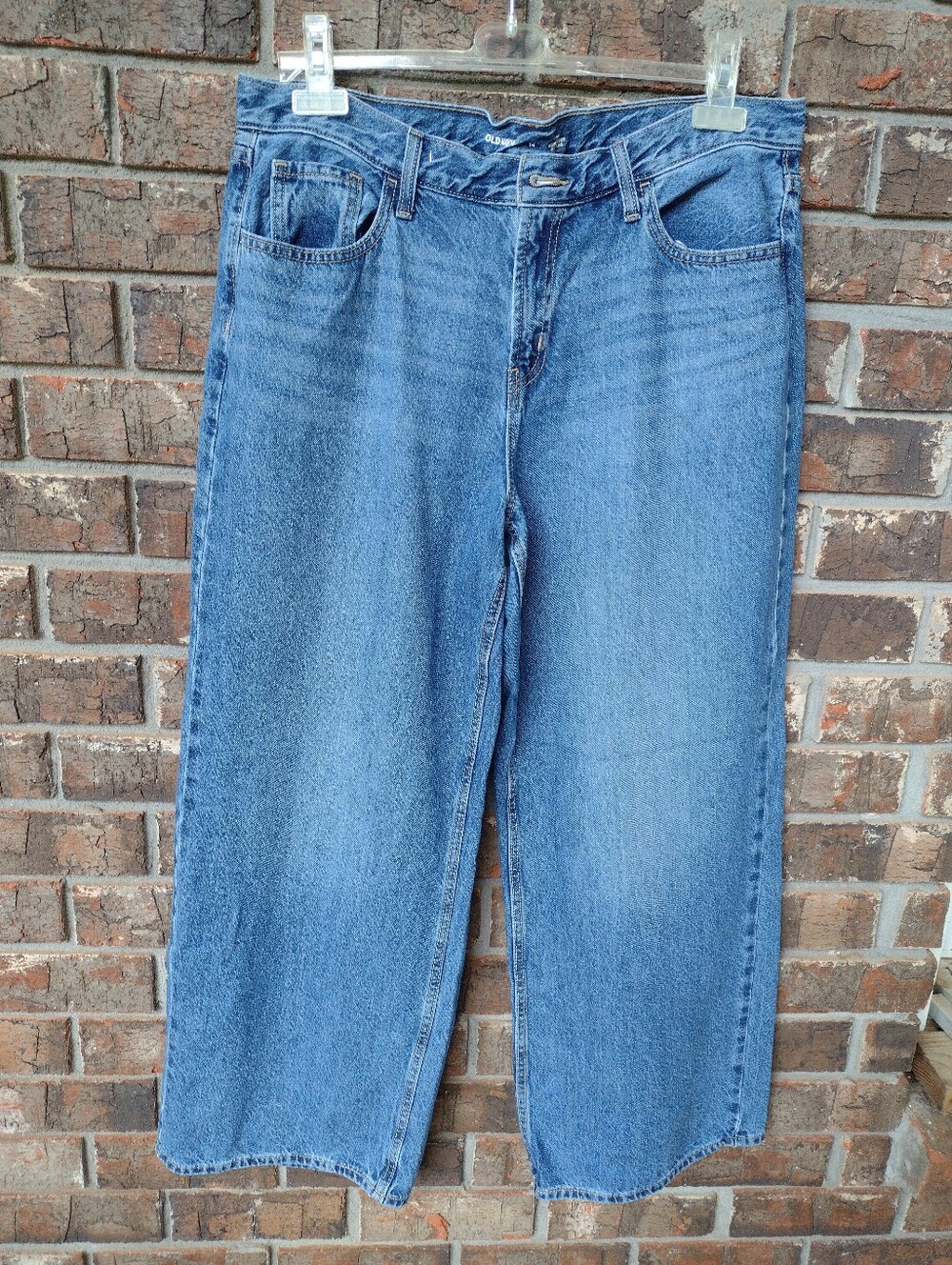 Old Navy Women's WOW Baggy Wide Leg Blue Jeans Size 14 High Rise Grunge Hip Hop
